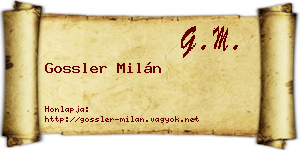 Gossler Milán névjegykártya